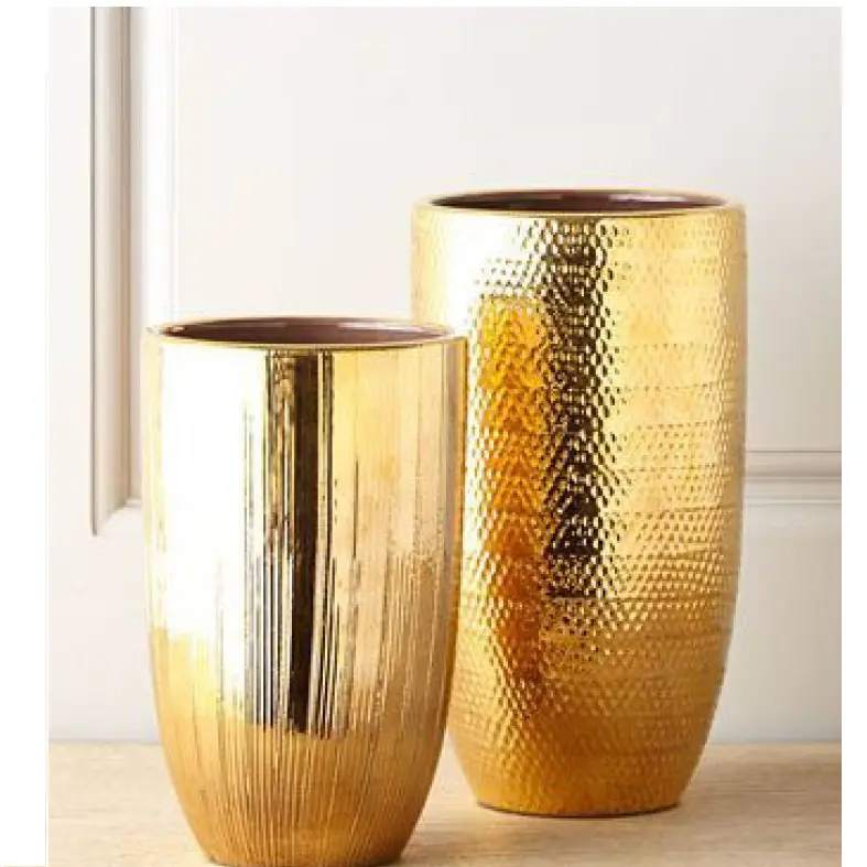 Small Size Handmade Gold Metal Planters for Garden Home Decorative Plant Flower Pot Luxury Floor Planter