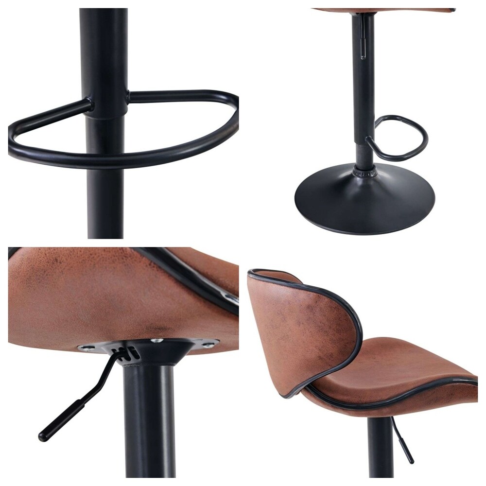 Swivel Height Adjustable Barstools with Footrest and Back(Set of 2)   N/A