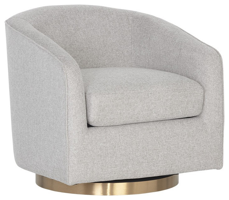 Hazel Swivel Lounge Chair  Gold  Belfast Heather Gray   Transitional   Armchairs And Accent Chairs   by Sunpan Modern Home  Houzz