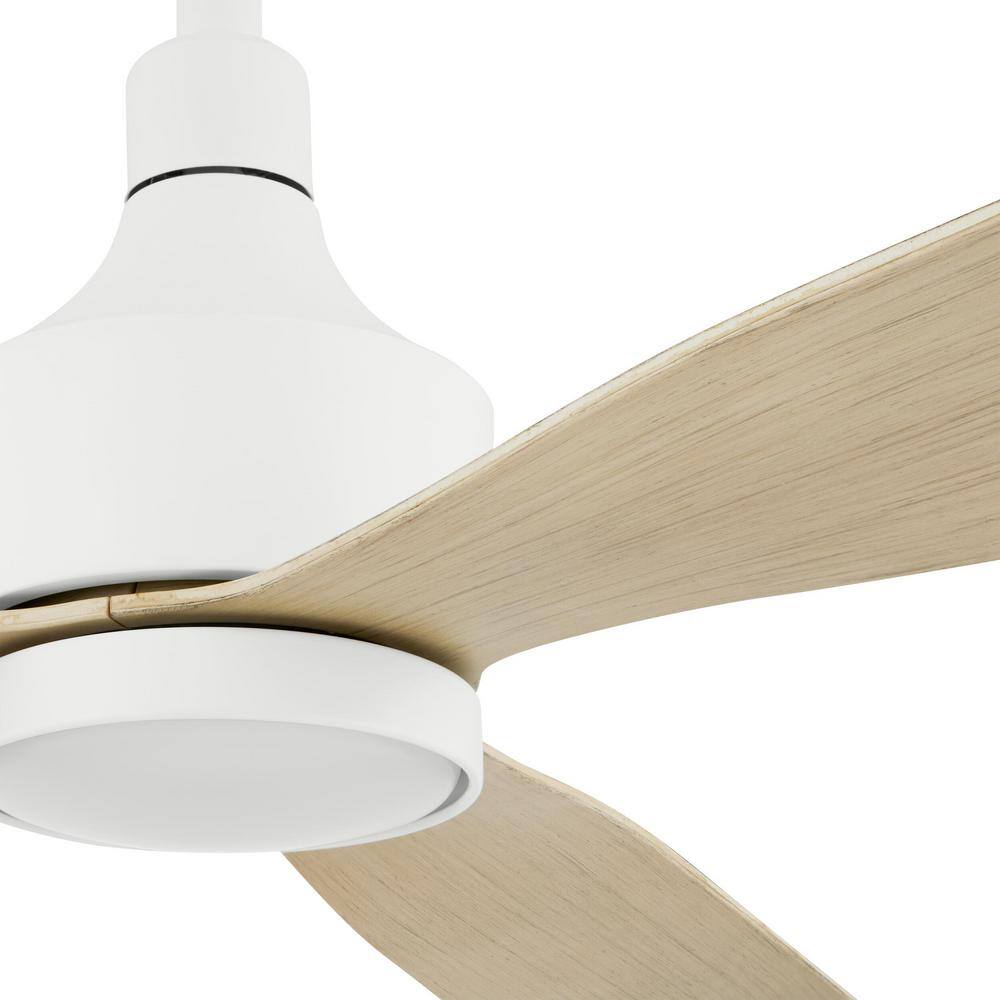 Home Decorators Collection Ryland 52 in. Integrated CCT LED IndoorOutdoor Matte White Smart Ceiling Fan with Light and Remote Powered by Hubspace AK433A-MWH