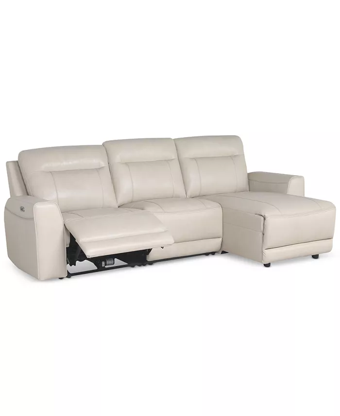 Macy's CLOSEOUT! Blairemoore 3-Pc. Leather Sofa with Power Chaise and 1 Power Recliner