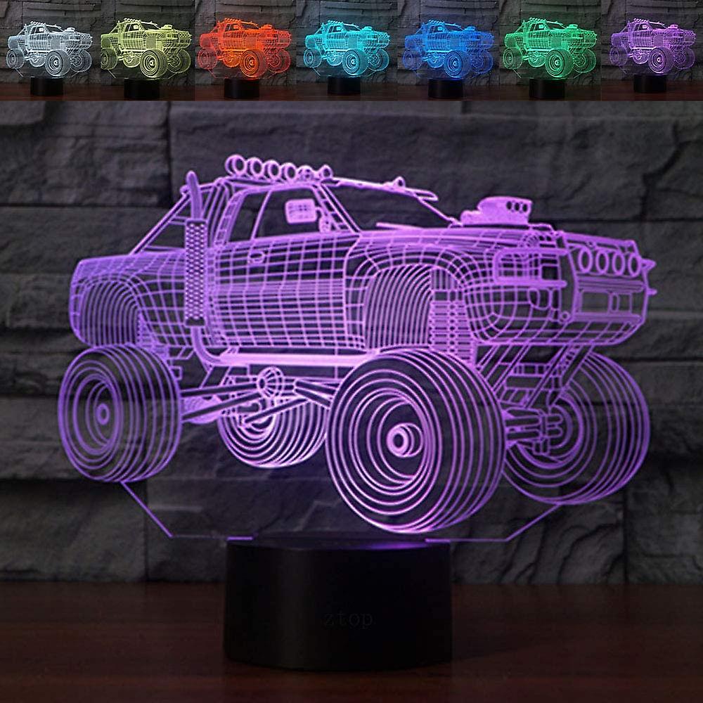 Abstractive 3d Suv Monster Truck Optical Illusion Night Light 7 Color Change Touch Switch Usb Powered Led Halloween Desk Lamp For Holiday Birthday Gif