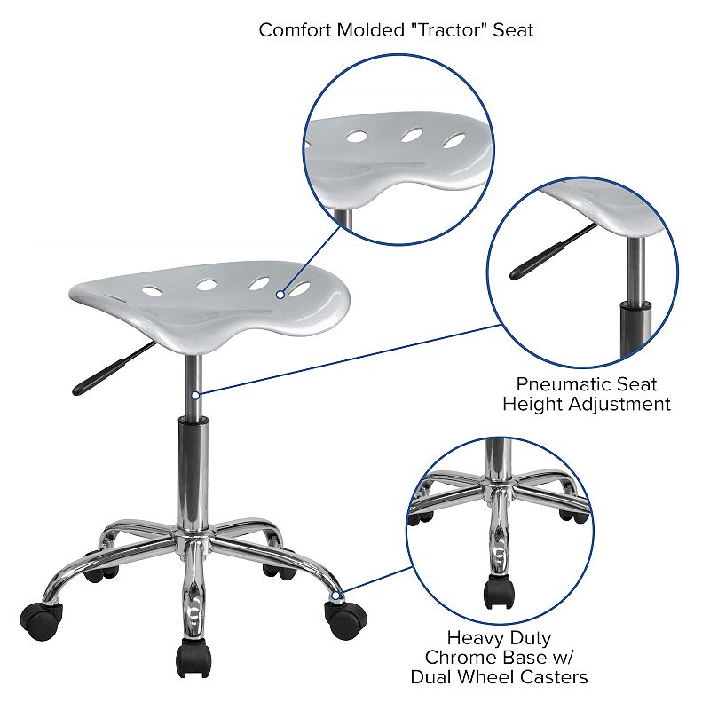 Flash Furniture Taylor Silver Finish Tractor Seat Stool