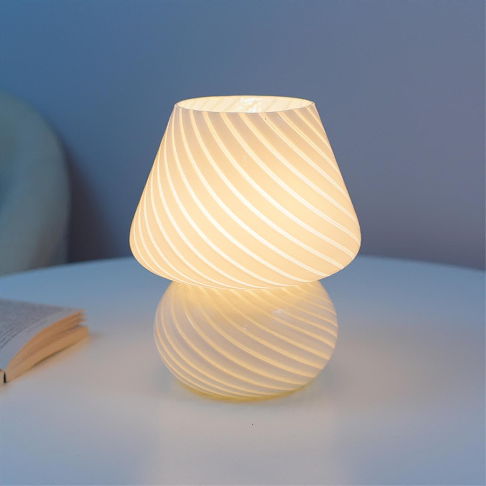 Lamp，glass Vinta Beside Lamp Table Bedside Translucent Murano Vinta Striped S R Swirl For Ambien