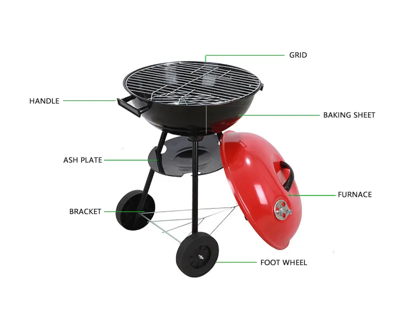 Outdoor BBQ Grill With Wheeled Household Folding Non smoking Cylinder Indoor  customized Charcoal Grill