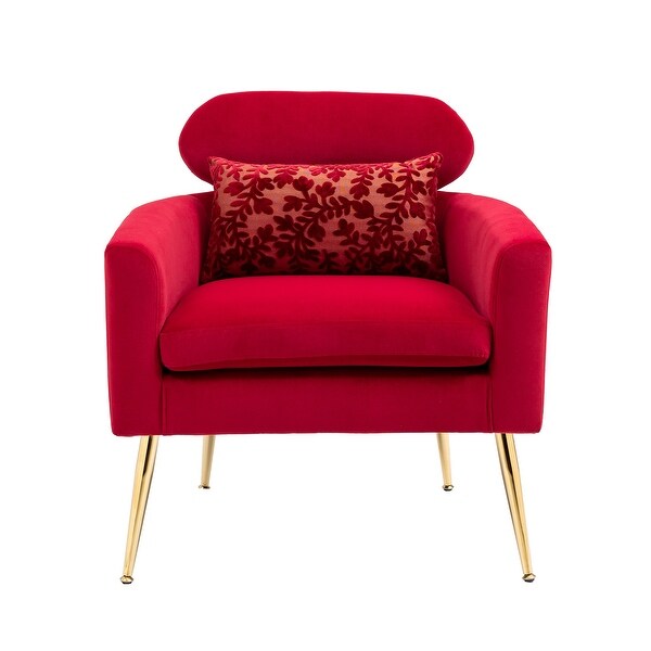 Velvet Upholstered Accent Chair With A Pillow