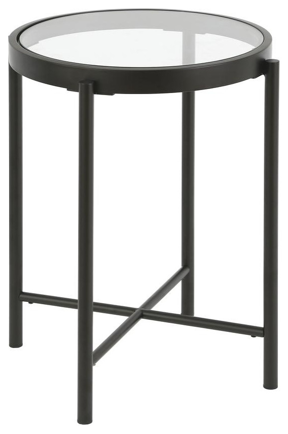 Duxbury 18  x27 x27Wide Round Side Table in Blackened Bronze   Contemporary   Accent Chests And Cabinets   by BisonOffice  Houzz