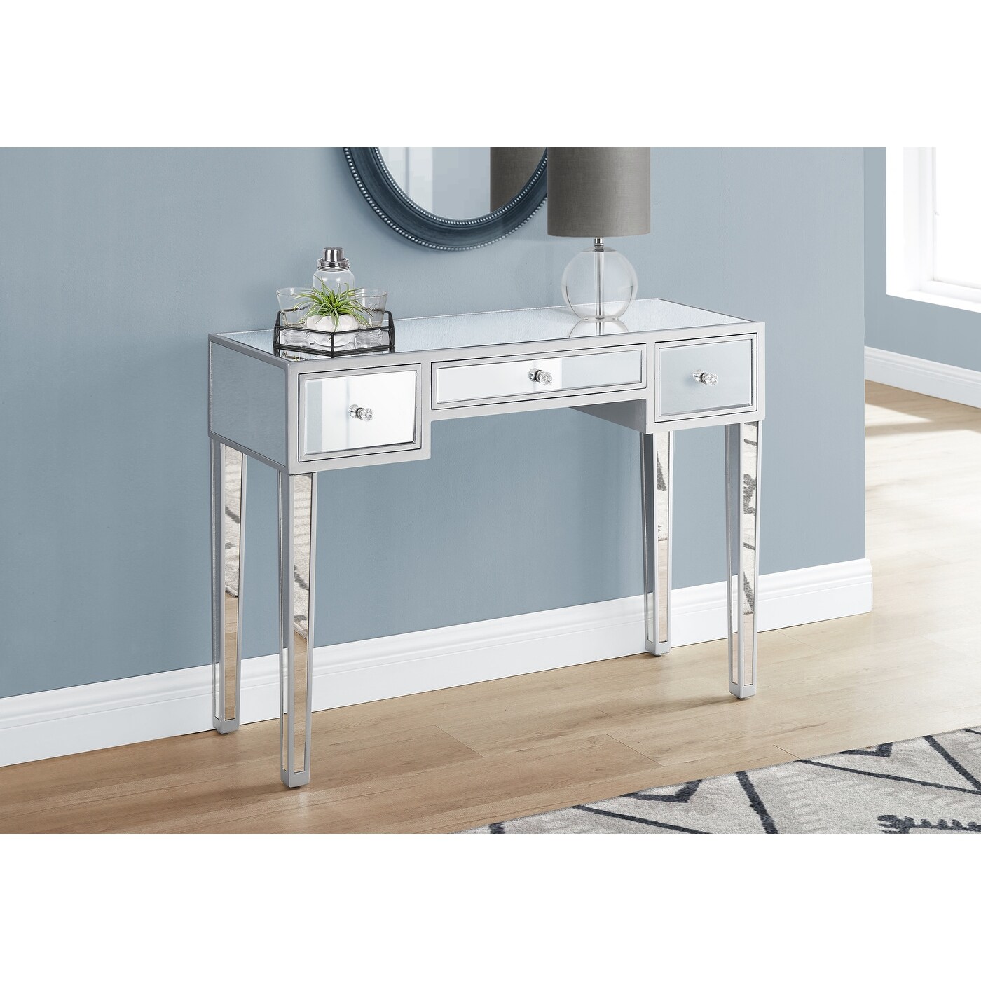 Accent Table， Console， Entryway， Narrow， Sofa， Storage Drawer， Living Room， Bedroom， Mirror， Clear， Transitional