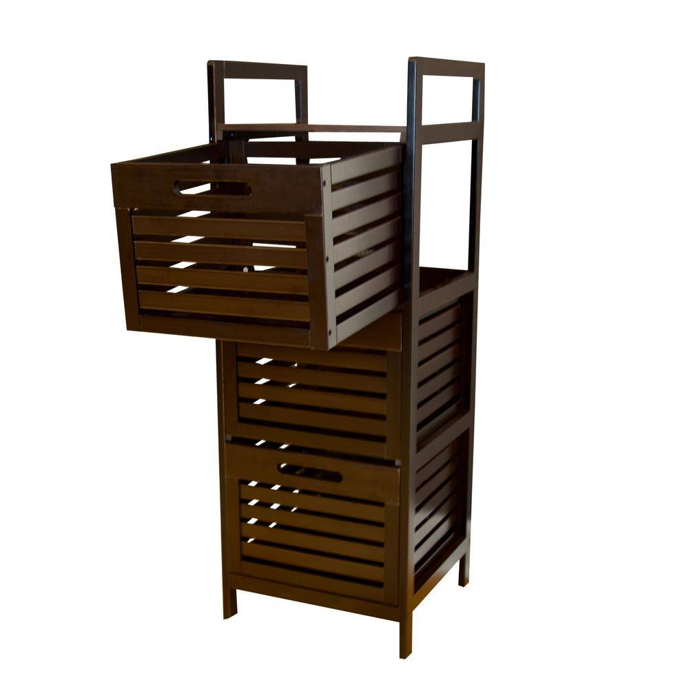 Eccostyle 37 in Solid Bamboo Espresso 3 Slatted Drawer Storage Tower CAEKN0054ES3