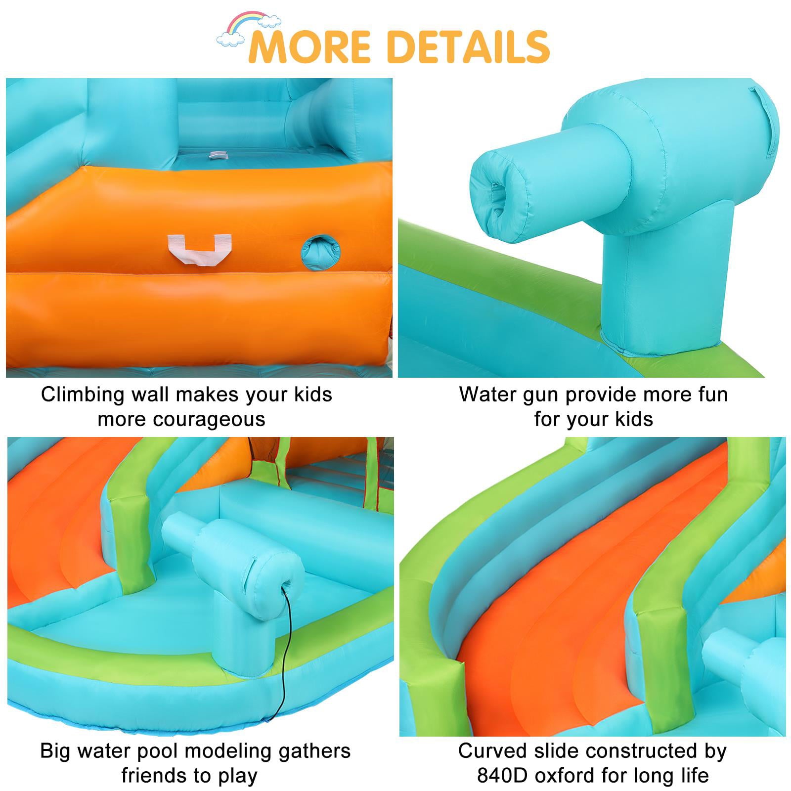 UBesGoo Pvc Inflatable Bouncer Castle Jumper Bouncy House Water Slide Pool 3-12 Age