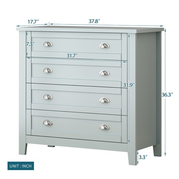 Country 4 Drawer Combo Chest of Drawers Bedroom Storage Cabinet - - 36966265