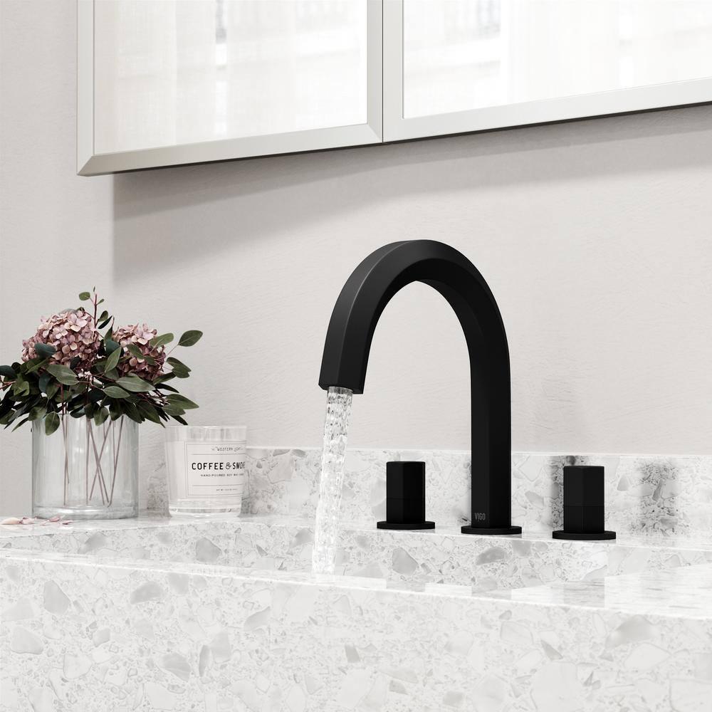 VIGO Hart Two Handle ThreeHole Widespread Bathroom Faucet in Matte Black