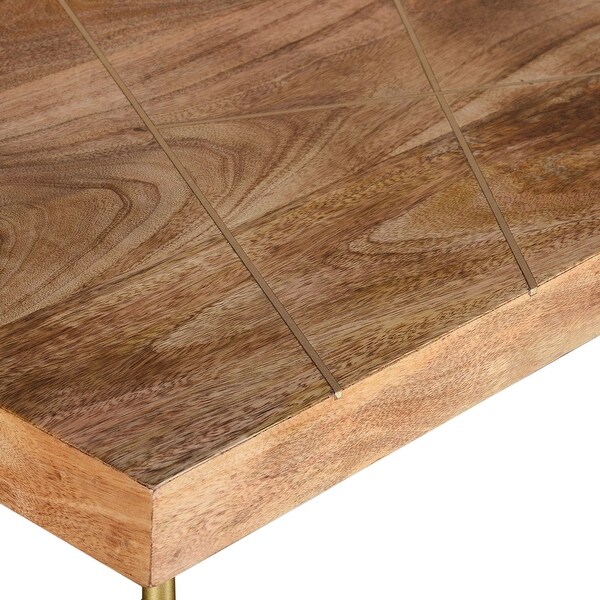 Rustic Modern Solid Wood Accent Table in Natural and Aged Gold