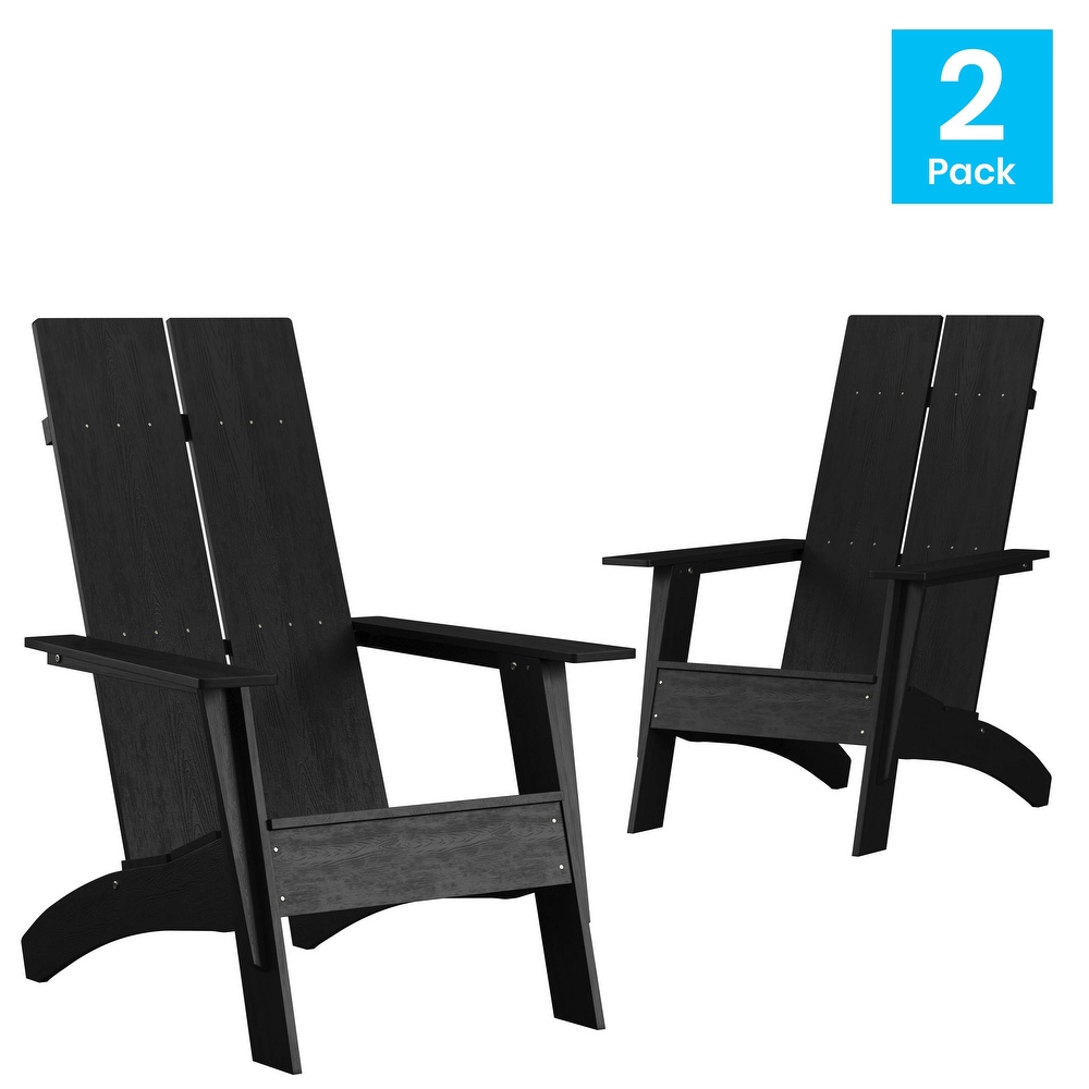 Modern Dual Slat Back Adirondack Style Chairs (Set of 2)