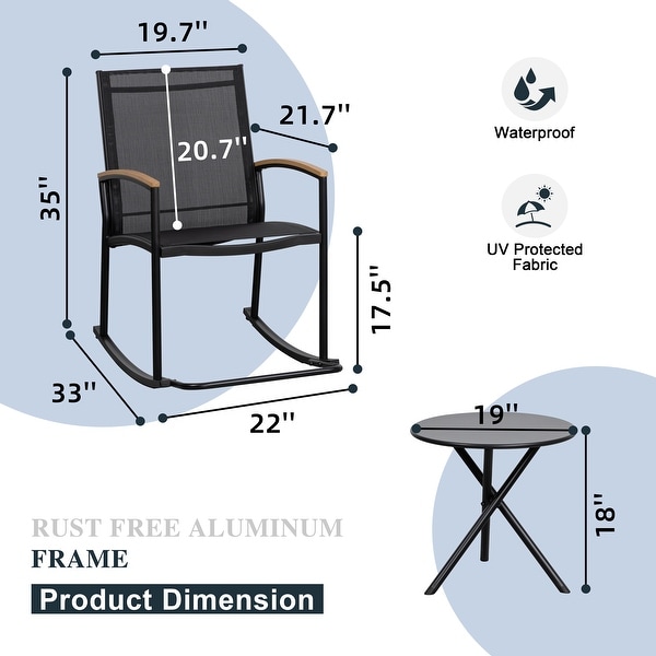 Futzca 3Piece Patio Bistro Sets，Two Chairs with Coffee Table