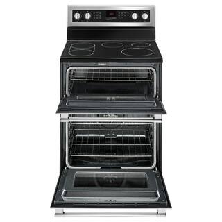 Maytag 6.7 cu. ft. Double Oven Electric Range with Convection Oven in Fingerprint Resistant Stainless Steel MET8800FZ