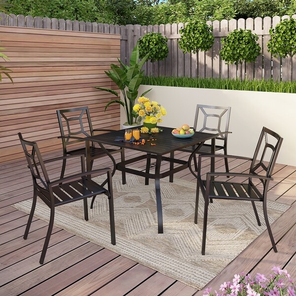 5piece Outdoor Ecoated Patio Dining Set with Stackable Chairs