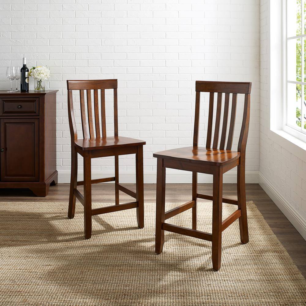 CROSLEY FURNITURE 24 in. Mahogany School House Bar Stool (Set of 2) CF500324-MA