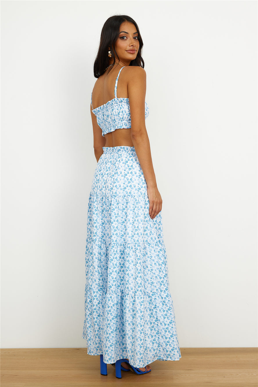 Pretty Dance Maxi Skirt Blue