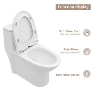 LORDEAR 12 in. Rough-In 1-piece 1.61.1 GPF Dual Flush Elongated Toilet in White Soft Close Seat Included MT1001DL7