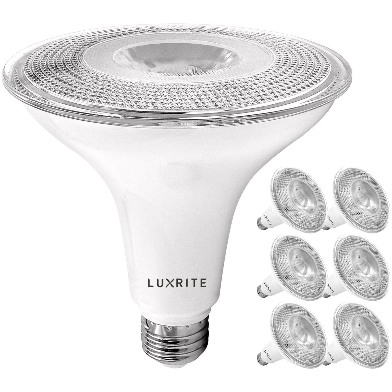 Luxrite 6-Pack LED PAR38 Flood Light Bulb 3000K Soft White 1250 Lumens 15W Dimmable Wet Rated E26 Base UL Listed