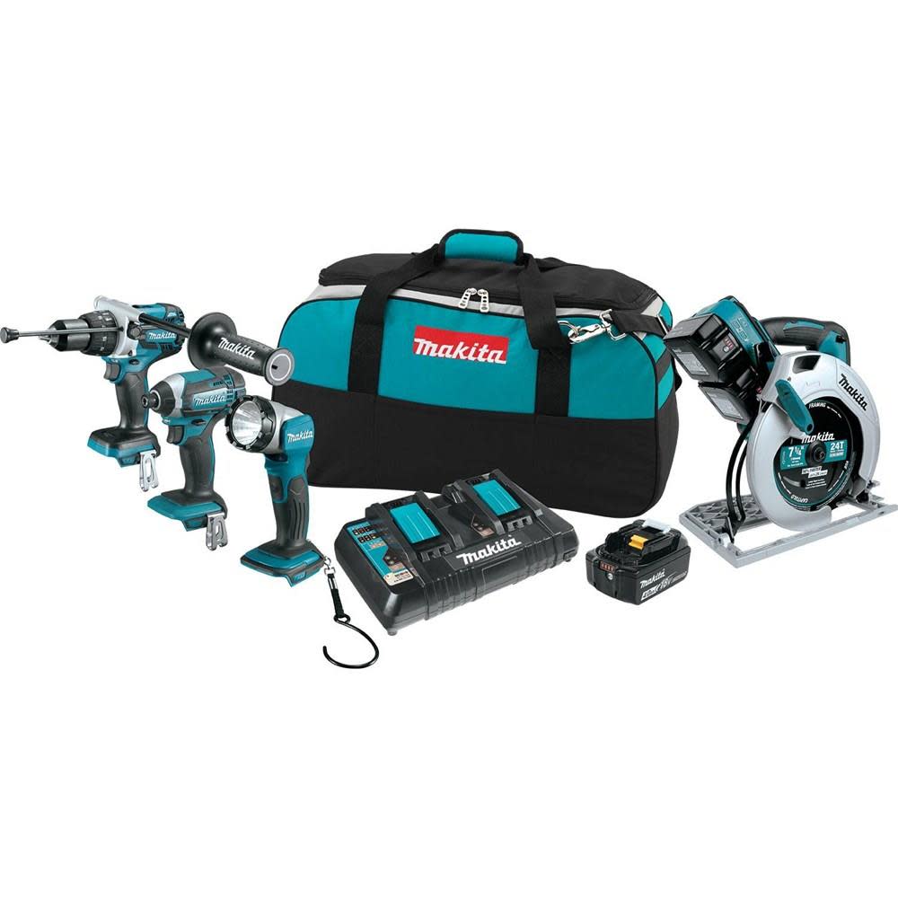 Makita 18 Volt X2 LXT Lithium-Ion Cordless 4-Piece Combo Kit XT443PM from Makita