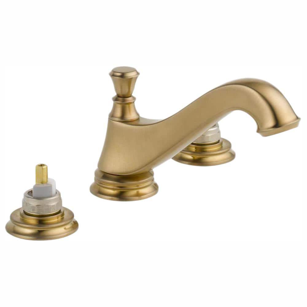 Delta Cassidy 8 in Widespread 2Handle Bathroom Faucet with Metal Drain Assembly in Champagne Bronze