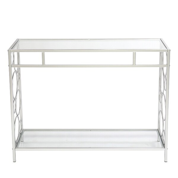 FCH Toughened Glass Panel Console Table with Steel Frame