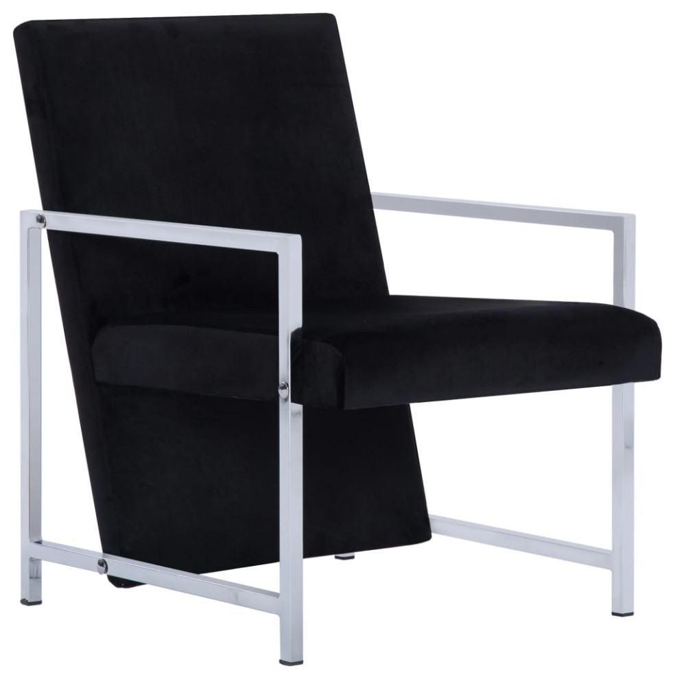 vidaXL Accent Chair Accent Single Sofa Chair with Chrome Feet Black Velvet   Contemporary   Armchairs And Accent Chairs   by vidaXL LLC  Houzz