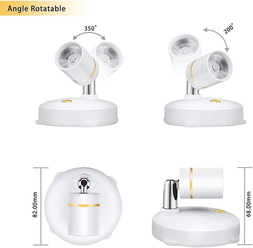 2 Pack Mini Wireless Battery Operated Spotlights Dimmable With Remote Control Stick Anywhere