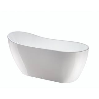 Vanity Art Clermont 59 in. Acrylic Freestanding Flatbottom Bathtub in White VA6904-S