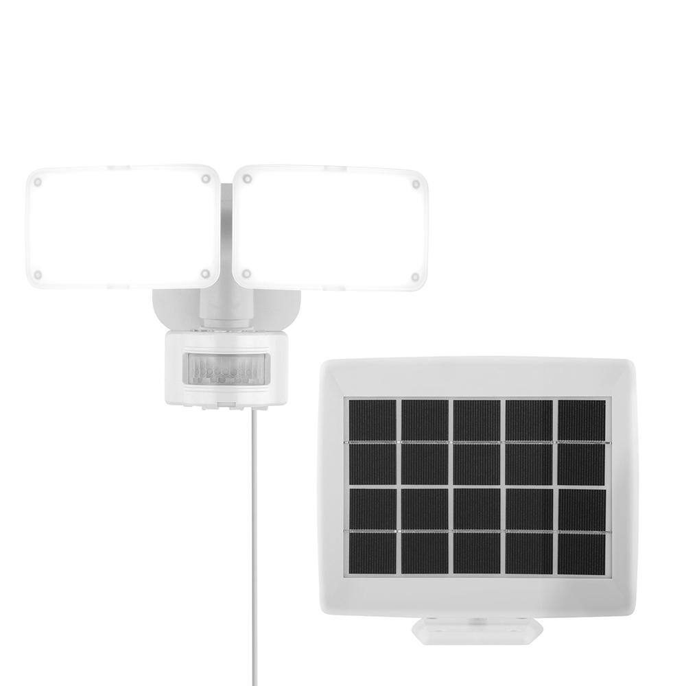 Defiant 1000 Lumens 180 White Solar Powered Motion Activated Outdoor Integrated LED Flood Light DFI-0654-WH