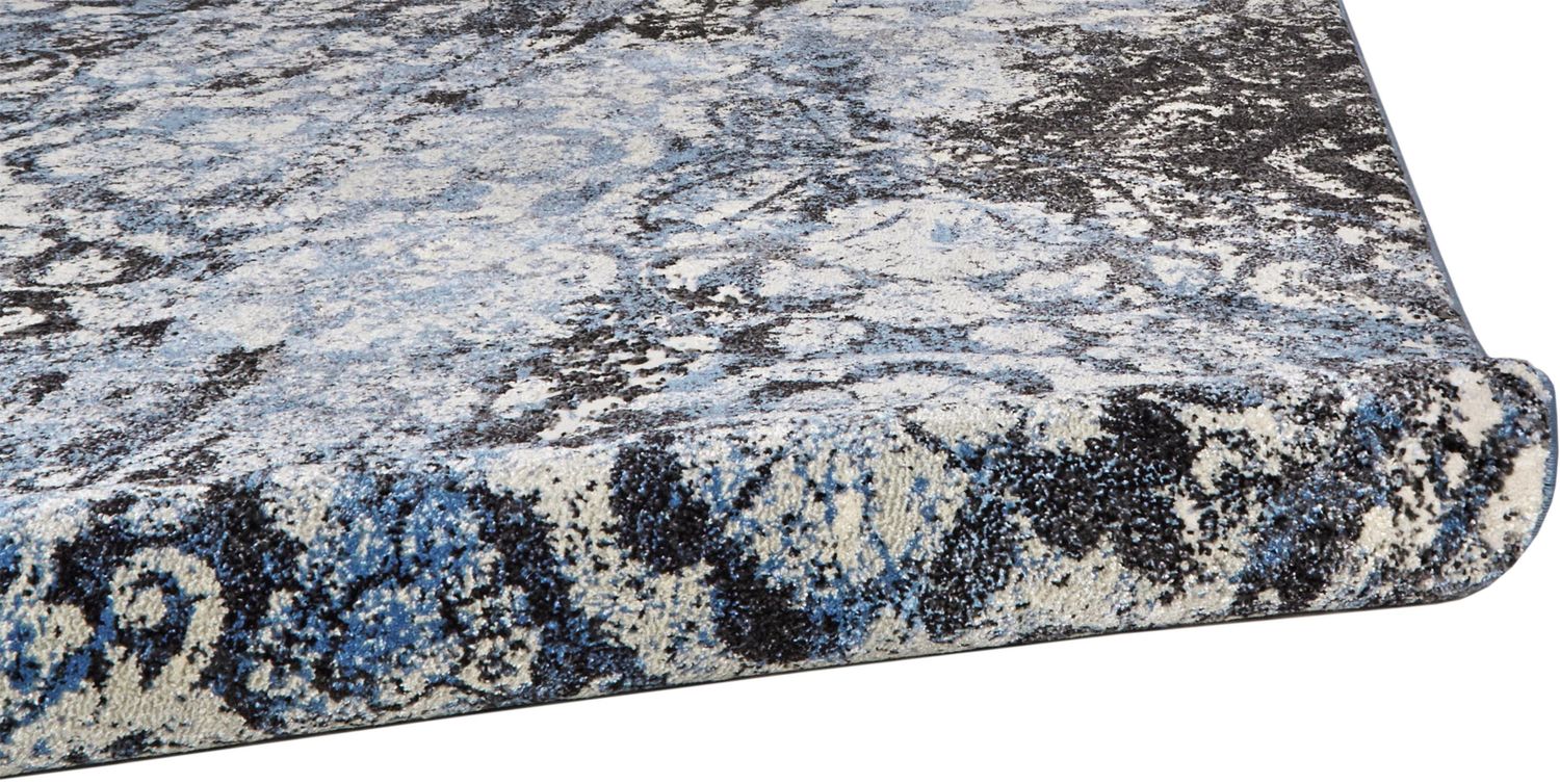 Tullamore Blue and Black Rug by BD Fine