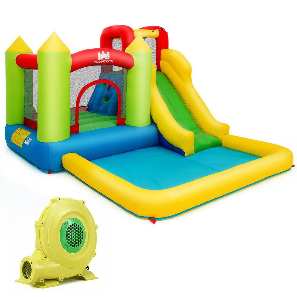 Gymax 138 in. x 110.5 in. x 75 in. Cloth Yellow Outdoor Inflatable Bounce House Water Slide Climb Bouncer Pool GYM04200