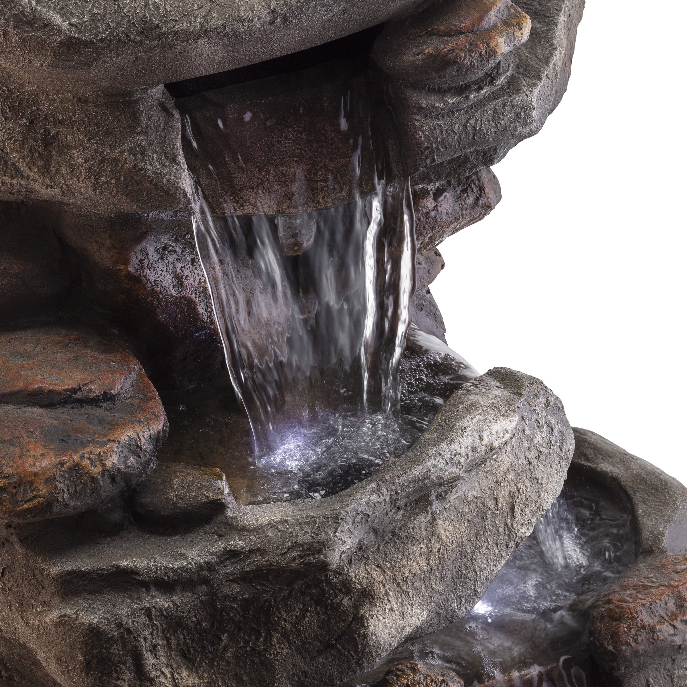 Alpine Corporation 4-Tier Rock Water Outdoor Electric Fountain with LED Lights