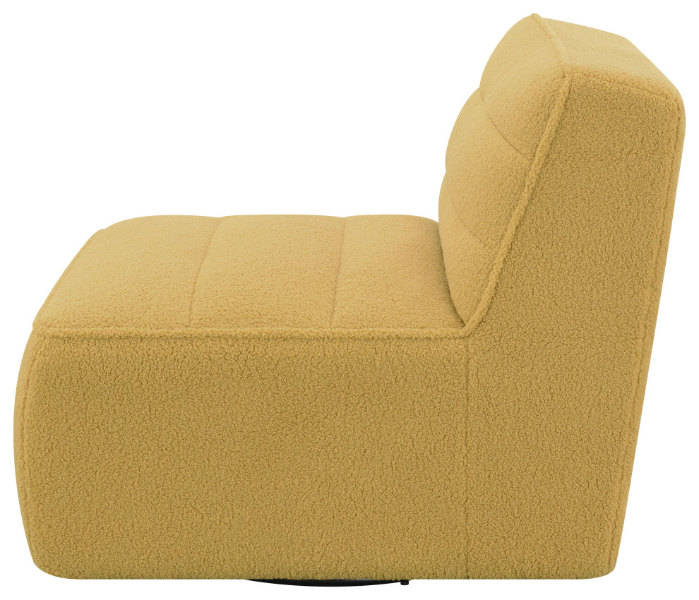 Cobie Upholstered Swivel Armless Chair Mustard   Modern   Armchairs And Accent Chairs   by Modon  Houzz