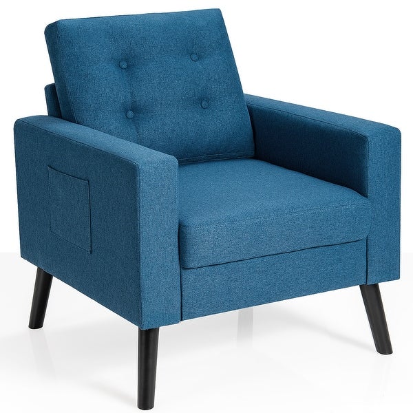 Modern Accent Armchair Upholstered Single Sofa Chair w/ 2-Side Pockets - See Details