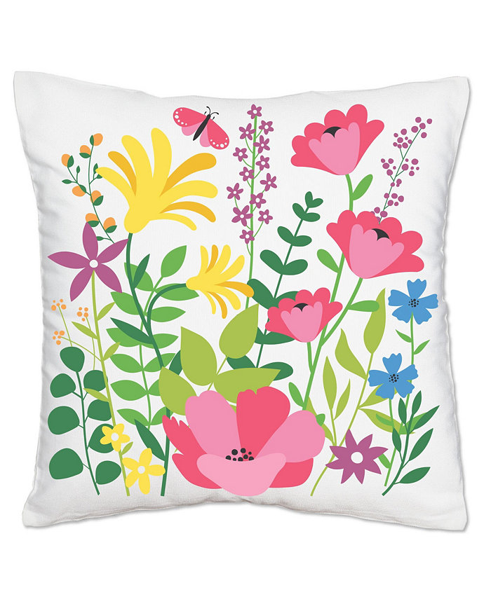 Big Dot of Happiness Wildflowers - Boho Floral Canvas Case - Throw Pillow Cover - 16 x 16 Inches