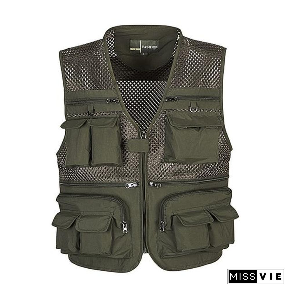 Tactical Vest Coat Fashion Men's Summer Photographer Waistcoat Mesh Work Sleeveless Jacket Tool Many Pocket Vest