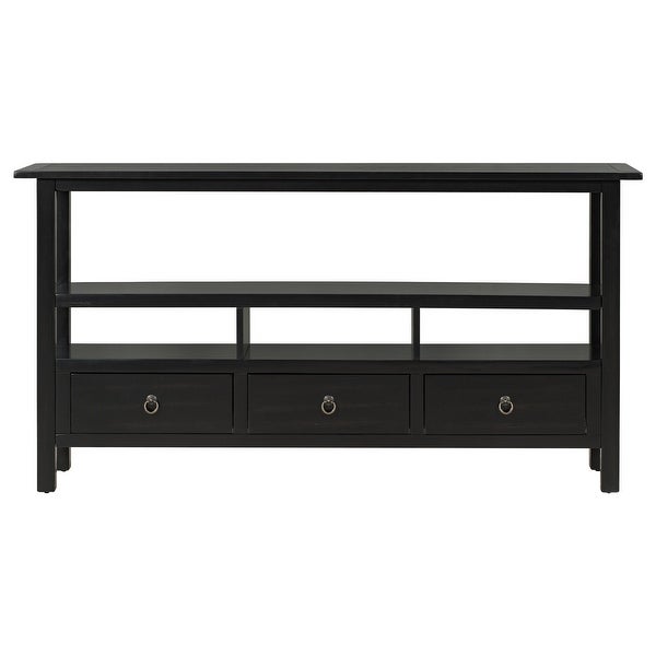 Solid Console Table Double-Storey Tabletop with Three Drawers