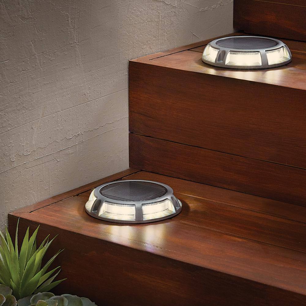 Hampton Bay Gray Solar Integrated LED Weather Resistant and Rust Resistant Path Light (4-Pack) 62109