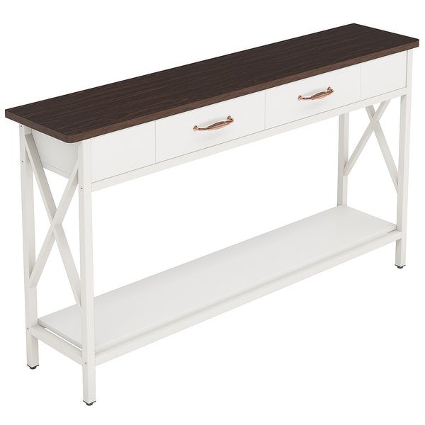 Sofa Table， Narrow Industrial Console Table，Entryway Table with Drawer