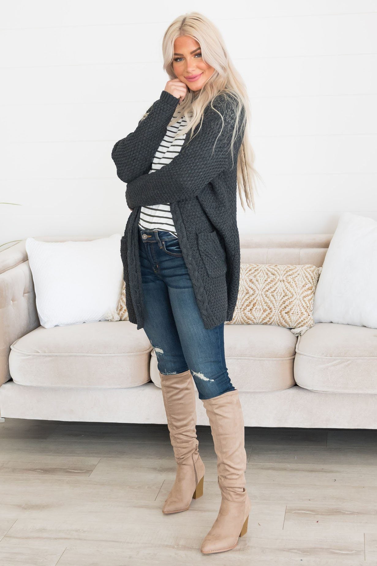 Warm & Cozy Modest Pocket Cardigan