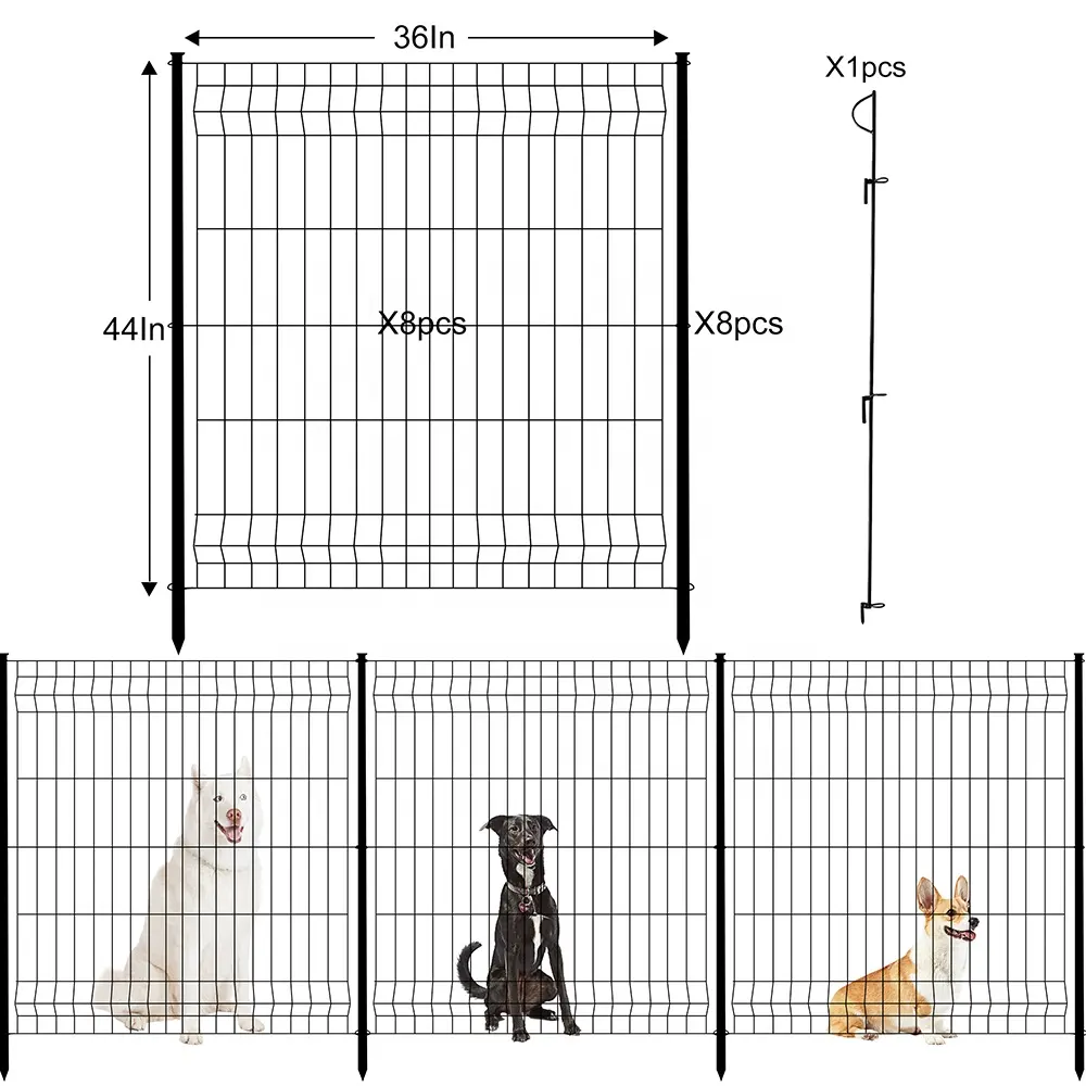 Metal Garden Fence with Gate Total Portable Metal Fence Panels Outdoor Pet No Dig Fence for Dogs Landscape