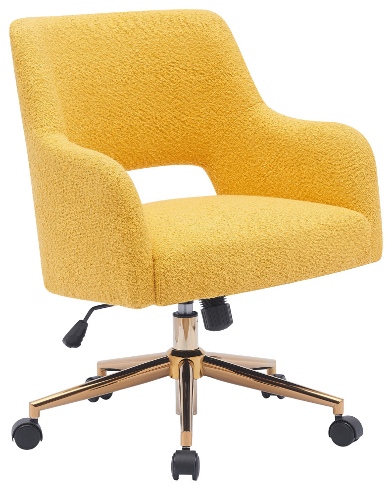 Genevieve Mid Century Modern Office Accent Chair With Wheels  Mustard   Contemporary   Armchairs And Accent Chairs   by WestinTrends  Houzz