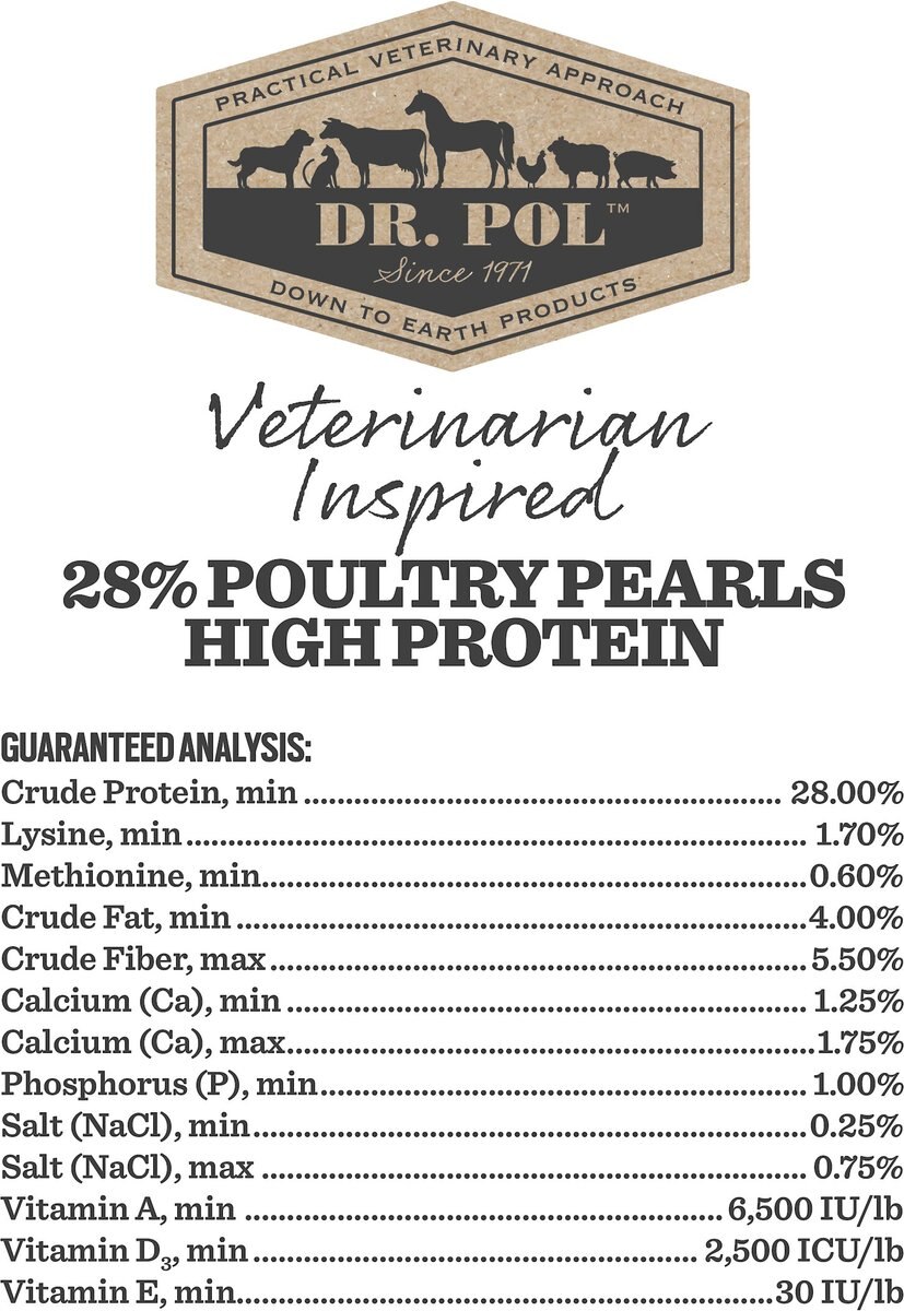 Dr. Pol High Protein 28% Poultry Pearls Complete Bird Feed