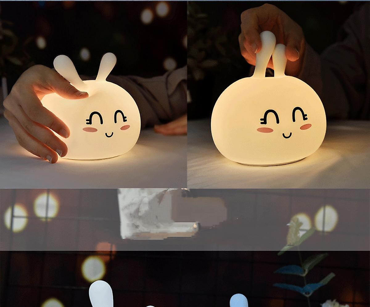 Bunny Kids Night Light， Night Lights For Kids Room Birthday Gifts Teen Night Lamp Rechargeable Toddler Portable Silicone Animal Kids Lamp