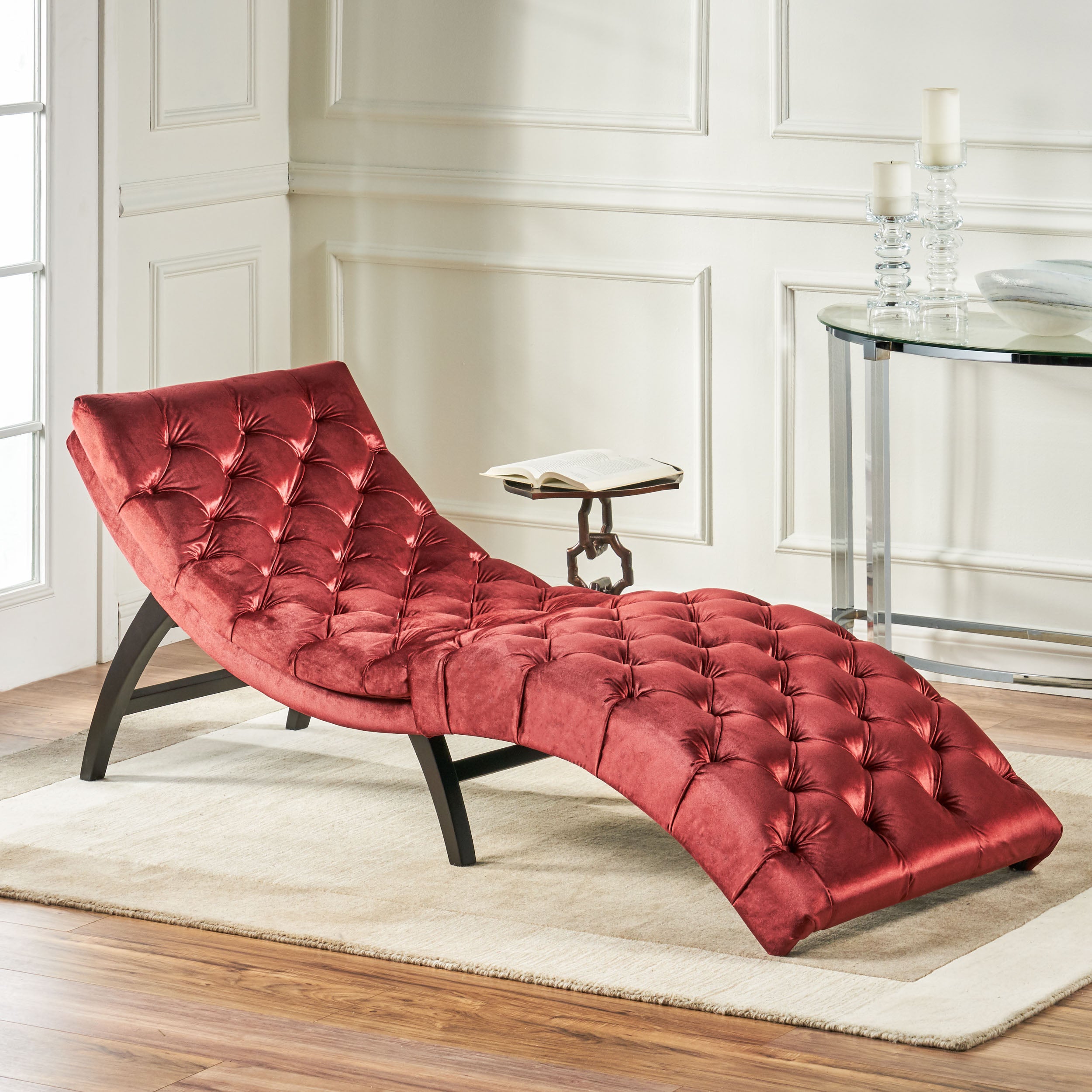 Grasby Tufted New Velvet Chaise Lounge