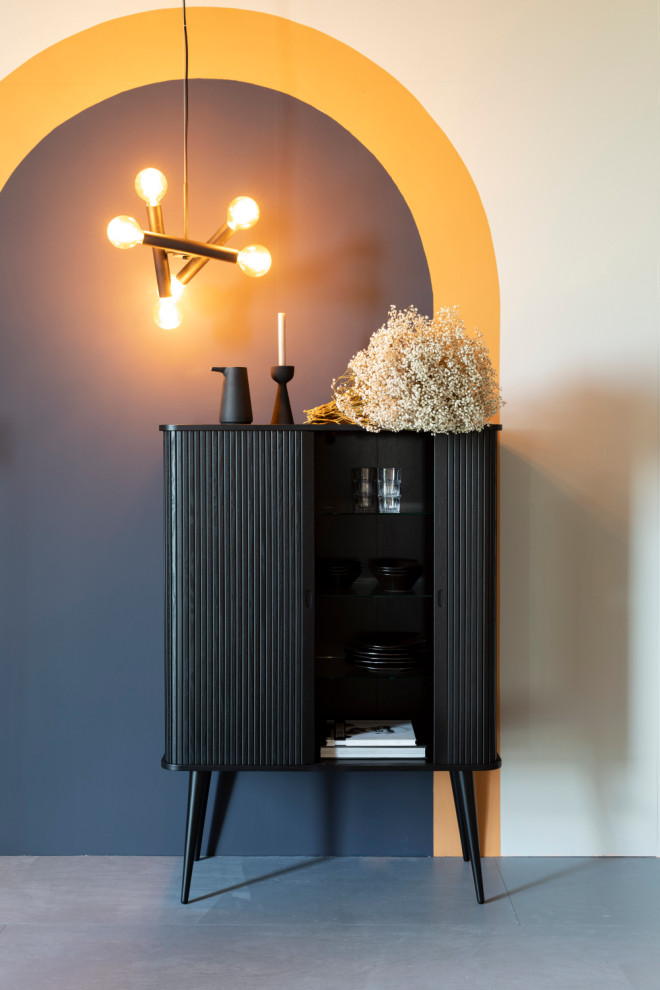 Black Tambour Door Cabinet  Zuiver Barbier   Midcentury   Accent Chests And Cabinets   by Oroa   Distinctive Furniture  Houzz