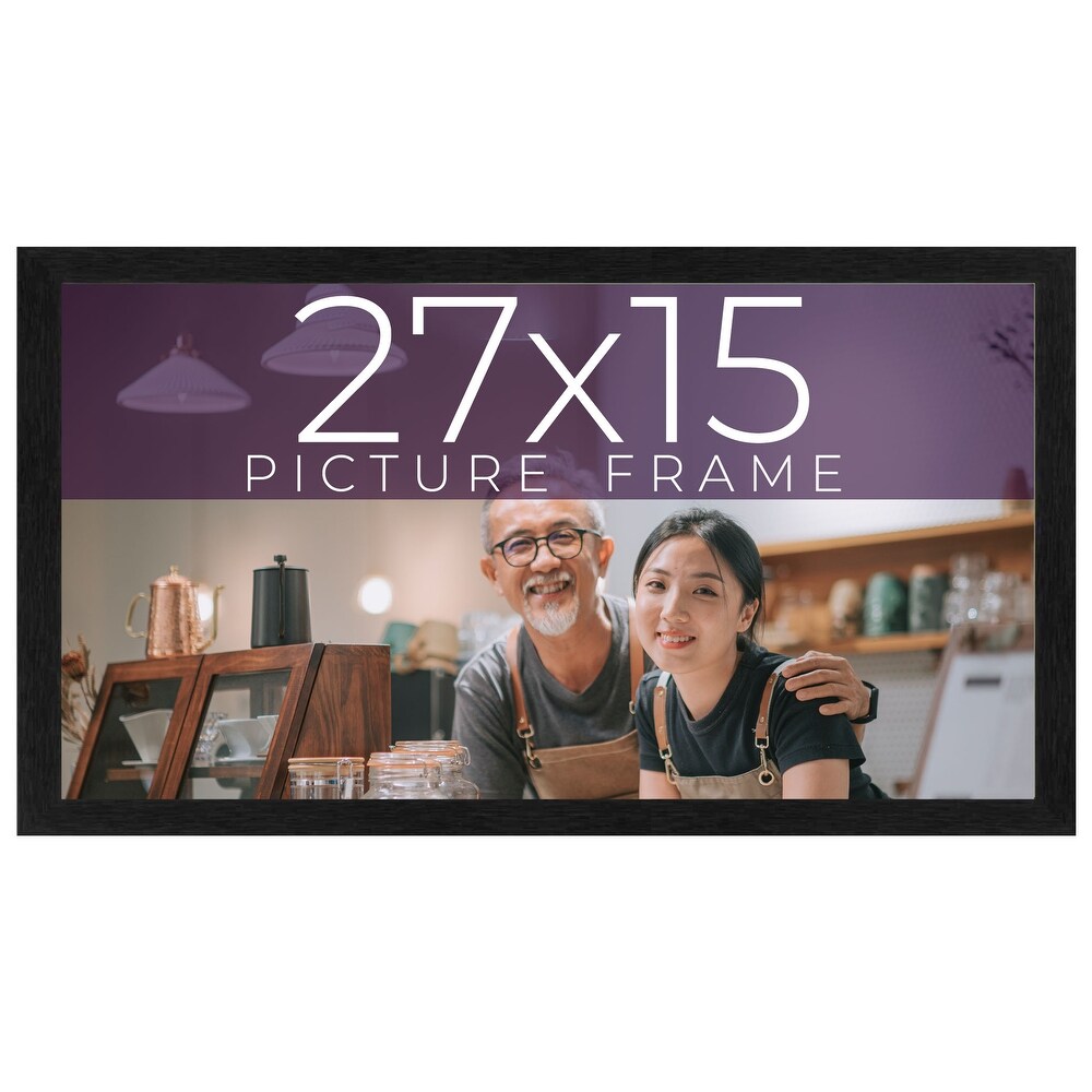 27x15 Black Picture Frame   Wood Picture Frame Complete with UV